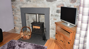 The sitting room with the wood burning stove