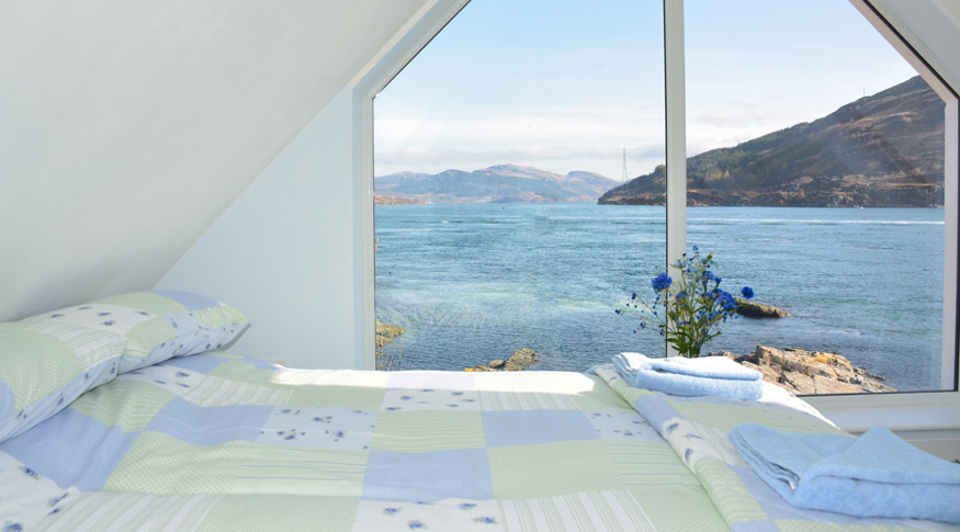 The double bedroom overlooking the Kylerhea narrows